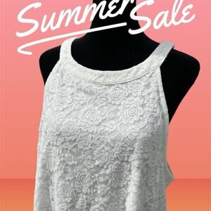 TORRID 1 ( 1X 14-16) lace halter neck, sleeveless top, off white